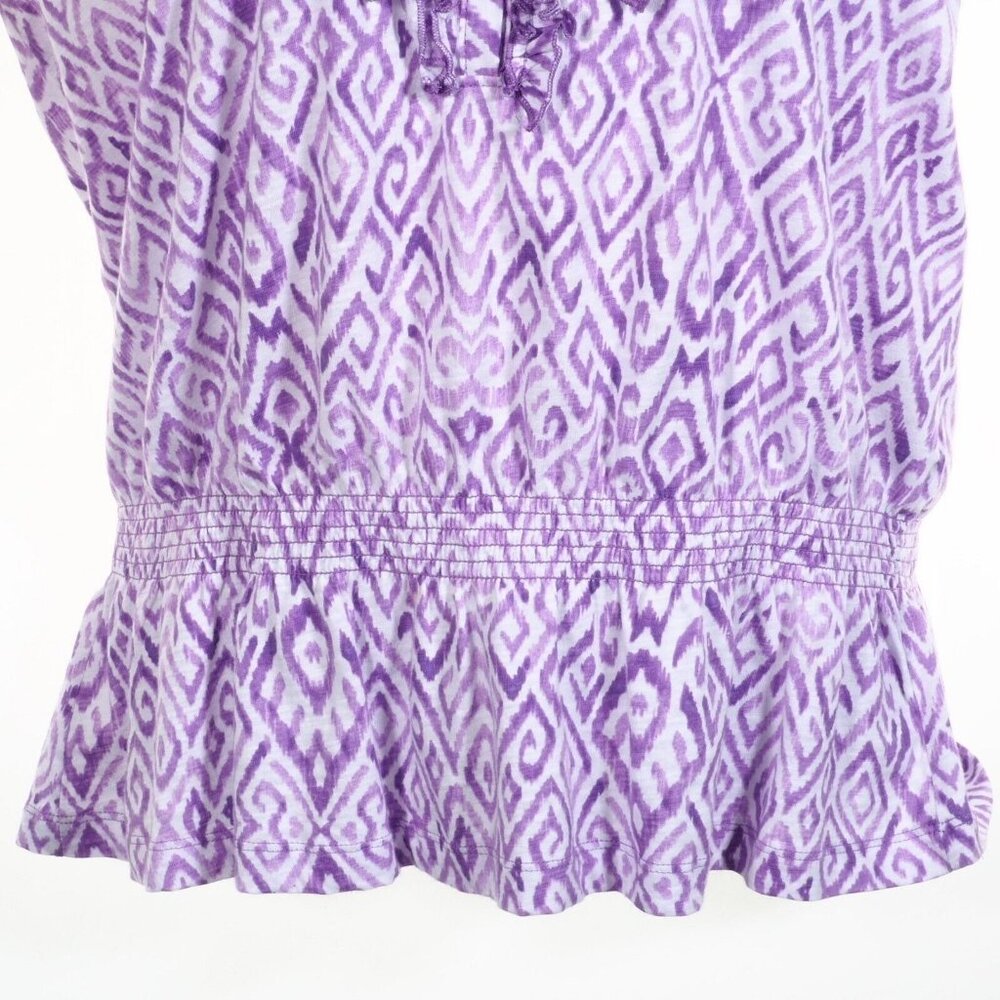 Jones NY Sport Top Women Size XL Cotton Ruffles V Neck Sleeveless Purple - Picture 4 of 11